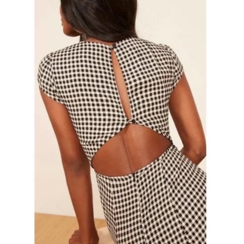 Reformation Black and White Gingham Midi Dress size 0 xs - Picture 3 of 10